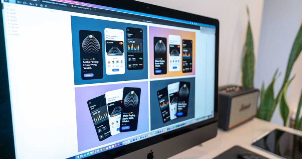 Designer working on UI design on screen